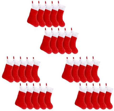 Haopeuk 30 STÜCKE Roter Filz Weihnachtsstrümpfe Weihnachtsstrümpfe Halter Socken Home Kamin Geschenk Aufbewahrungsbeutel für Den Urlaub