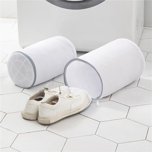 Ueiwffzo 2PCS Wäschebeutel Schuhbeutel, Wäschenetz Wäschesack Schuhe für Waschmaschine, Netzschuhe Wiederverwendbarer Schuhwäschebeutel Schuhnetz für Schuhe (35x21cm)