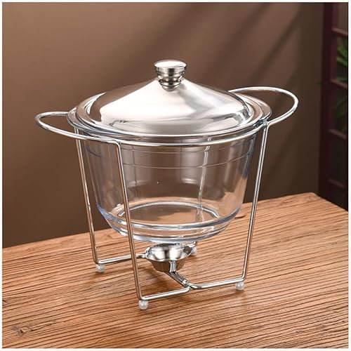 Yiustldd Chafing Dish-Buffetset aus Keramik, Chafing Dish und Buffetwärmer mit Glasdeckel für Buffets, Hochzeiten, Partys und Bankette,Silber,2L