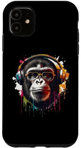 iPhone 11 DJ Monkey with Headphones Techno Rave Disco Disk Jockey DJ Case