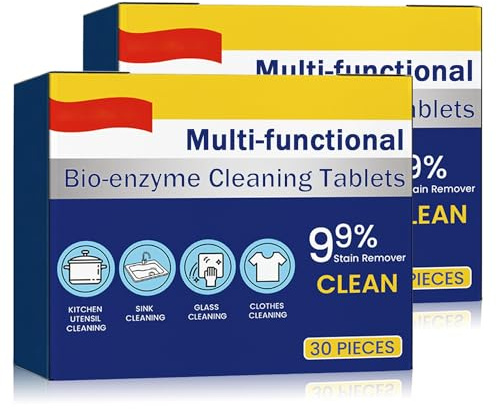 Tablettes de nettoyage multi-fonctions bio-enzymatiques, tablettes concentrées nettoyantes dissoutes, tablettes puissantes pour enlever les taches, poudre de nettoyage tout usage, tablettes de