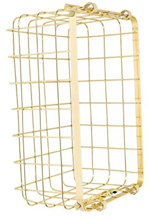 CAXUSD Nordic Style Wire Basket Handle Rattan Storage Basket for Home Office Decor