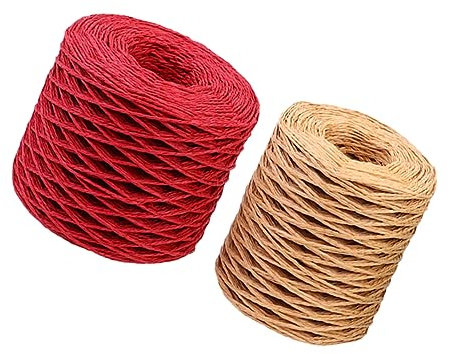 JEWEDECO 2rollen Papierschnurband Papierkordelweben Papierseil Papierschnur Papierdraht Papierschnurband Geflochtenem Band Dekorativer Papierdrahtschnur Für Diy-verpackungshandwerk Weinrot