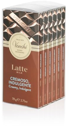 Venchi - Set of 6 Assorted Milk Bars, 16.50 oz - Gluten Free - Great Gift Idea