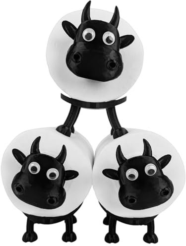 Dekorify Cow Toilet Paper Holder | Funny Toilet Paper Holder | Black Cow Cute Toilet Paper Holder | Funny Bathroom Decor | Funky Unique Toilet Paper Holder | Set Of 3 (Black)