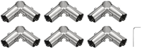 QUARKZMAN 6Pezzi Connettori a Tubo Strutturali a 90 Gradi 3 Vie Morsetti Terminali con Chiave in Acciaio Inossidabile Raccordi a Tubo d'Angolo Supporto Giardino 1 Adatto Diametro, Argento