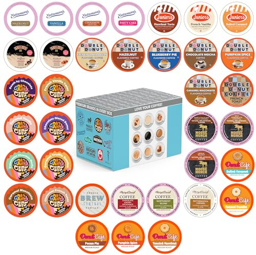 Crazy Cups Flavored Coffee Pods Variety Pack for Keurig K Cups Brewers, Assorted Flavored Coffee Sampler, 36 Count(Pack of 1)
