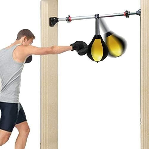 Double d Speed Ball, Boxing Speed Ball, Speed Bag Boxing, Hanging Punching Bag for Home Doorway and Door Frame, with Inflatable Reflex Ball and Adjustable Stand, Adults Kids Exercise