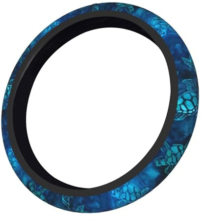 Blue Sea Turtle Car Steering Wheel Cover, Watercolor Turtle Universal Steering Wheel Cover fit 38cm/ 15 inch, Sweat Absorption Anti-Slip Breathable Neoprene Steering Wheel Protector for Women