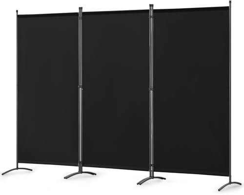 Angel Living Paravent 3 Paneler Vikbar rumsavdelare Fristående skärmvägg rumsavdelare Skiljevägg för kontor, balkong, sovrum, utomhusträdgård 243 x 180 cm (svart), 243 x 180 cm