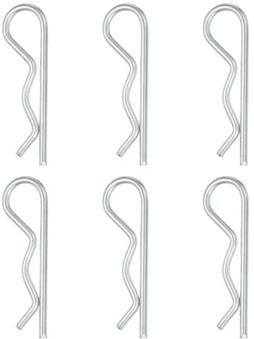 QUARKZMAN 6 Stück Federsplint Anhängerkupplungsstift Clip, 6mm x 120mm R Clips aus Kohlenstoffstahl, Draht Haarnadeln Splinte für Anhänger, Traktoren, LKW Stift Clip, Silber