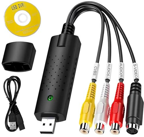 Moorstdel Scheda di acquisizione video USB, Grabber video USB 2.0, convertitore da Vhs a digitale, Grabber audio video, compatibile con Windows XP/Vista/10/8/7, perfetta per lo streaming, il
