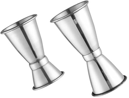 Warmhm Double Jigger Cocktail Ounce Cup Set, Stainless Steel Bartending Measuring Cups with Rolled Edges, Small and Medium Size, Professional Bar Tool for Home and Commercial Use, 2 Pieces