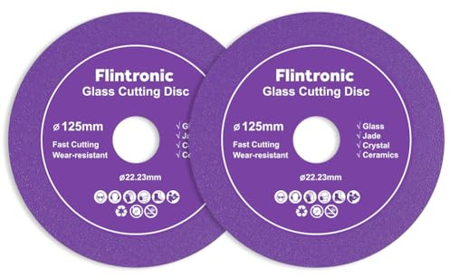 Flintronic 2 Stück Diamanttrennscheibe, Ø125mm x 15mm Glas-Trennscheibe, 22.23mm Innere-Glasschneidescheibe, Glass Cutting Disc, Diamantsägeblatt-Geschnittenes, für glas Keramik Keramikfliesen(Lila)