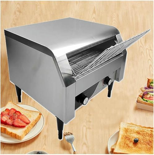 CNPRAZ Commercial Conveyor Belt Toaster, Stainless Steel Bread With Capacity For 150/300/450 Slices/hour, Professional Toaster With Temperature Control, 150pieces/h