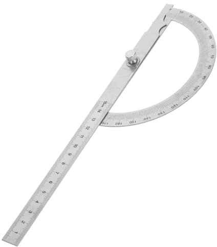 Mikikit Transportador para Carpintería y Medición de Ángulos Acero Inoxidable 180 Grados Brazo Oscilante Herramienta de Medición Angles Práctico para Trabajos Madera 1 Unidad