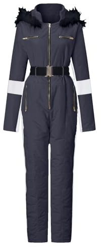 Combinaison de ski à fermeture éclair unie imperméable avec poches avant zippées pour adolescents garçons filles combinaisons d'hiver coupe-vent isolées pour la randonnée, Noir , 15-16 ans