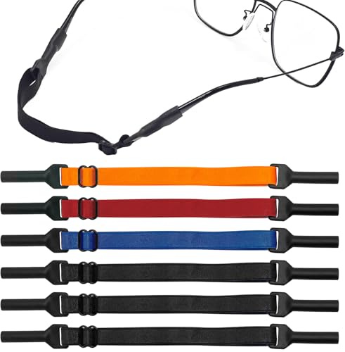 MVOLEGDE 6 Stück Brillenband Sport, Verstellbar Brillenbänder, Stabil Sportbrillenband, Rutschfest Sportband Brille, Flexibilität Brillen Band Für Sport, Brillenband Verstellbar, für Alle Kopfumfangs