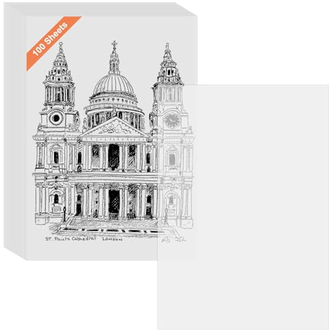 Cossaot 100 Feuilles Papier Calque A4, 1500g Papier Transparent | Bonne Transparence, Surface Lisse, Facile à Découper, Pour Dessin, Croquis, Calque, Loisirs Créatifs et Projets DIY