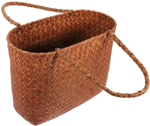 CIYODO Cesto per Picnic Intrecciato a Mano in Paglia Naturale, Resistente e Non Facile da Deformare, per Ragazzo Ragazza e Piccoli Oggetti Durante Picnic All'aperto