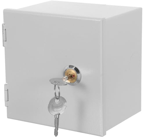FIXOSHEE Wetterfeste Metall Steckdosenbox mit Schloss Diebstahlsicherung und Integriertem Schalter Abschließbare Schutzabdeckung für Elektrofahrzeuge im Außenbereich und Aufputzmontage