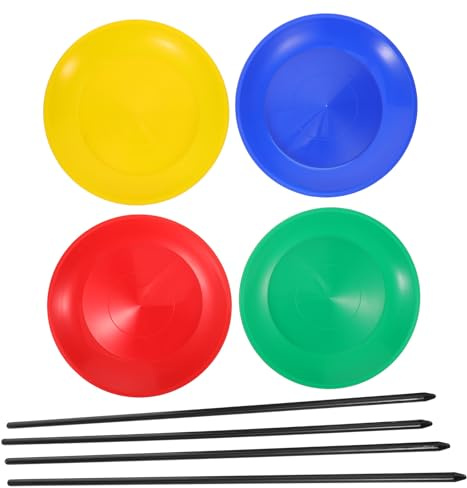 Toddmomy Juego de Malabarismo con Platos Giratorios de Plástico, 4 Piezas (Rojo, Azul, Amarillo, Verde), con Palos de Mano, Kit para Principiantes y Espectáculos de Circo, Juguetes