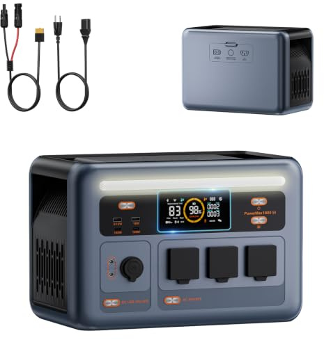 IEE 1800W Estación de Energía Portátil P1800, Generador Solar 1024Wh, Batería LiFePO4, Carga Rápida 80% en 45min, APP, Power Station para Camping/Caravana/Emergencias