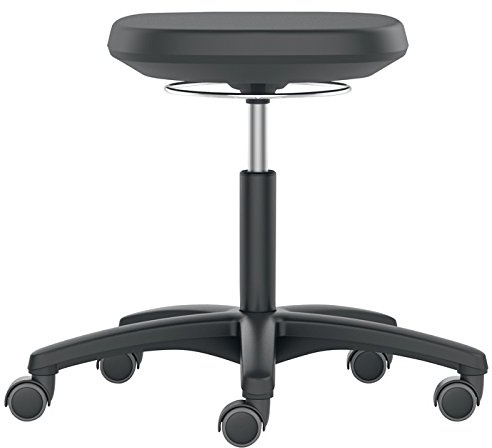bimos 9127-2000-532 Labsit Industrie- und Laborhocker mit Rollen aus PU-Schaumstoff, Höhe 450-650 mm