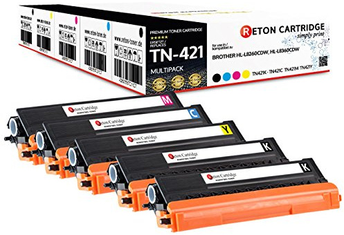 5 Original Reton Toner | 40% höhere Druckleistung | kompatibel zu TN-421 für Brother DCP L8410 CDW, HL L8260 CDW, HL L8360 CDW, MFC L8690 CDW, MFC L8900 CDW