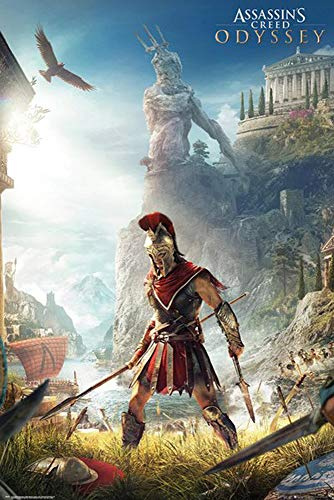 Close Up Assassin's Creed Odyssey Poster Keyart (61cm x 91,5cm) + 2 St. Schwarze Posterleisten mit Aufhängung