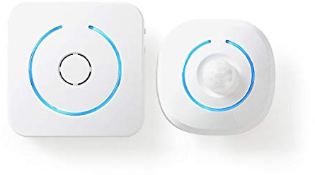 Nedis Home Security Détecteur de Mouvement PIR sans Fil Lumière LED et Carillon avec 8 sonneries Blanc