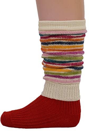 Hirsch Natur, Kleinkind Beinstulpen dick, 100% Wolle (kbT) (One Size (1-6 Jahre), Natur geringelt)