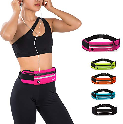 Jueachy Running Belts for Women Waterproof Fanny Pack Running Waist Pouch Phone Holder Adjustable Sports Money Belt with Headphone Port