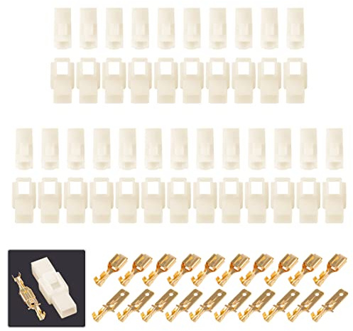 Glarks 120 st 6,3 mm 1 stifts uttag för elektrisk bil hane hona kontakt och terminaler kit för motorcykel, cykel, bil, båtar (30 set 6,3 mm 1 P)