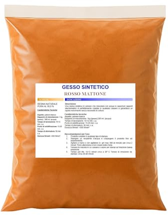 Yeso sintético - ultra resistente - color rojo ladrillo - no tóxico - moldeable - extra duro - alta definición y resistencia - 1 kg - Idea de regalo de cumpleaños