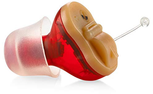 Premium Compact In-Ear Digital Sound Enhancer - Near-Invisible Noise-Reducing Audio Amplification Device for Clear Sound in Any Environment - Right Ear (Red)