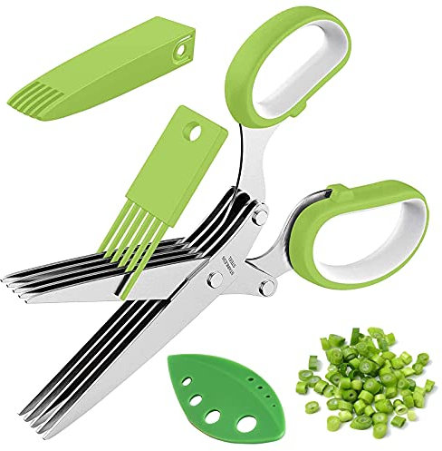 Forbici Erbe Aromatiche Set 4 Pezzi Forbici Erbe Acciaio Inossidabile Forbici Cucina Multifunzione Forbici Verdure Acciaio Inossidabile con Spazzola per Tritare Erba Cipollina Prezzemolo e Tanto Altro