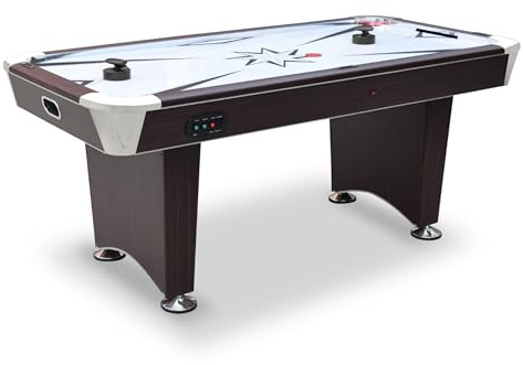 Hathaway Midtown II 6 Ft Air Hockey Table for Family Game Room - with LED Scoring, High-Powered Blower, Pedestal Legs, Strikers & Pucks - Dark Cherry Finish