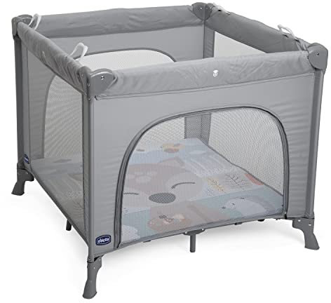 Chicco Open Box Parque Bebé de 0 Meses a 15 Kg – Parque Plegable y Compacto, Parque de Juegos con Alfombra Extraíble, Ventanas de Malla, 4 Asas y Bolsa de Transporte, Color Gris (Fawn)