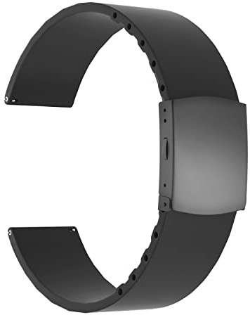 ULLCHRO Correa Reloj Recambios Correa Relojes Caucho - 16mm, 18mm, 20mm, 22mm, 24mm Silicona Correa Reloj con Acero inoxidable Hebilla desplegable (18mm, Negro)