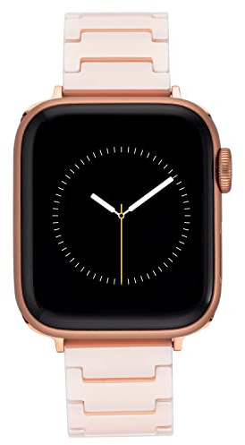 Anne Klein Ceramic Link Fashion Bracelet for Apple Watch, Secure, Adjustable, Apple Watch Replacement Band, Fits Most Wrists, Blush/Rose Gold-Tone, 42/44/45/Ultra(49mm), Modern