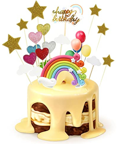 24 piezas de decoración para tartas, decoración para tartas, baby Showr, suministros para fiesta de cumpleaños, incluye forma de globo de estrella de corazón de nubes de arco