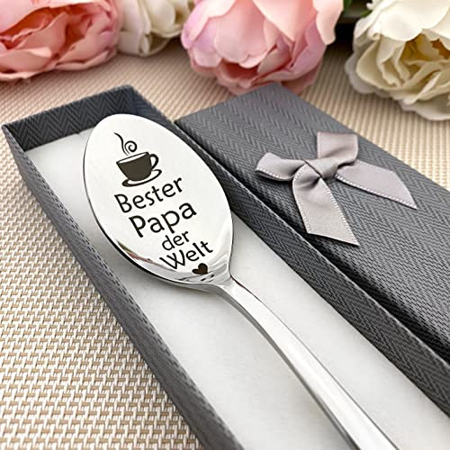 Papa Geschenk – Vatertagsgeschenk Löffel – Kaffeelöffel für Papa – Papa Teelöffel Guten Morgen personalisierter Löffel mit Namen – Geburtstagsgeschenk für Papa