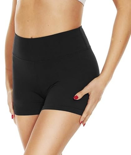 Radlerhose Damen Kurze Shorts Sporthose Leggings Blickdicht High Waist Shorts Hotpants Sommerhose für Yoga Schwarze,S-M