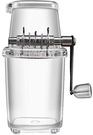 ARKEM Hand Crank Ice Crusher, Multi-Purpose Hand Crank Ice Shaver, Household Manual Plastic Ice Crusher, Small Transparent Hand Crank Ice Crusher, Beverage Store Ice Crusher-Transparent
