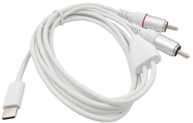 BRIEFCEC Câble audio USB C vers RCA 1 m de type C vers RCA stéréo phono rouge blanc câble adaptateur répartiteur Y (blanc)