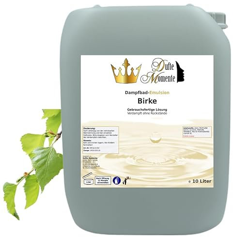 Dufte Momente Dampfbad-Emulsion 10 Liter Birke | Hochwertige Formel | gebrauchsfertig | Für gewerbliche Dampfbäder, Thermen & Spa