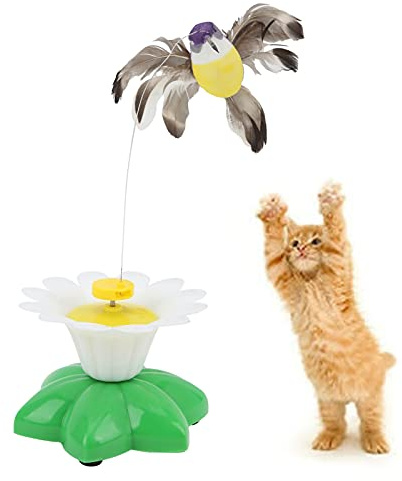 BSTCAR Elektrischer Vogel Katzenspielzeug Interaktives Vogelspielzeug Katzen Übung Rotierende Kätzchen Spielzeug Spaß Fliegender Vogel Katzenspiel Jagd