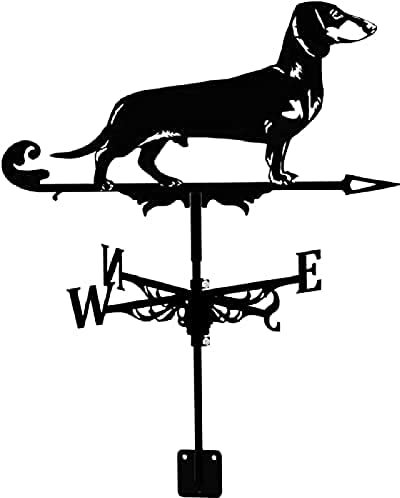 Die Dackel-Wetterfahne, Metall-Wetterfahne, Windrichtungsanzeiger, Outdoor-Garten-Wetterfahne, Dachmesswerkzeuge, Schmiedeeisen, Vintage-Stil