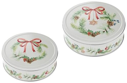 Brandsseller 2er Set Keksdose Nostalgie Weihnachtsdose Plätzchendose Gebäckdose Metall